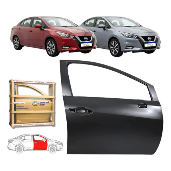 Porta Dianteira Nissan Versa 2021 2023 2025 A 2026 Ld Dianteira Direito Preto