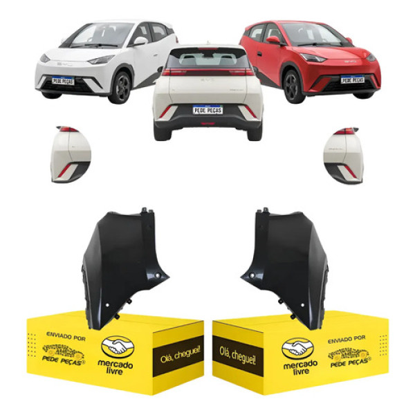 Par Parachoque Traseiro Byd Dolphin Mini 2023 2024 2025 2026