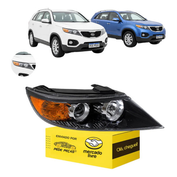 Farol Kia Sorento 2011 2012 2013 Elétrico Com Projetor Ld Direito/passageiro