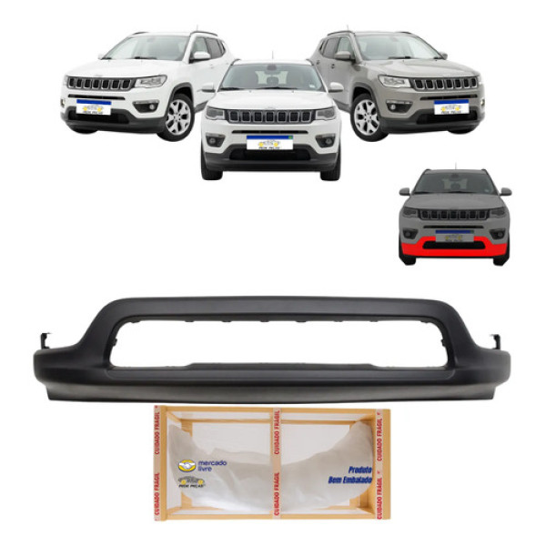 Spoiler Inferior Parachoque Jeep Compass 2017 2018 A 2021 Preto
