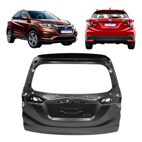 Tampa Traseira Honda Hrv Hr-v 2015 2016 A 2021 4 Furos Placa Preto