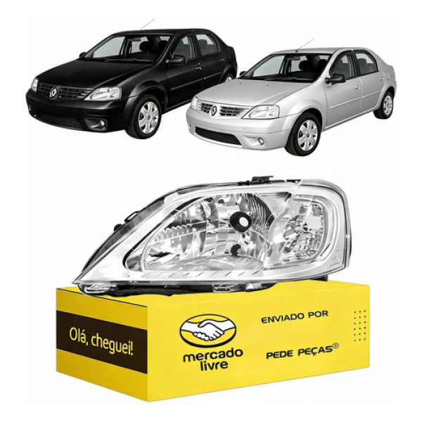 Farol Renault Logan 2007 2008 2009 2010 Novo