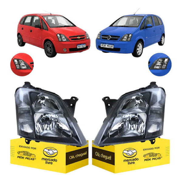 Par Farol Gm Meriva 2002 2003 2004 2005 2006 A 2012 M/negra Ambos Lados