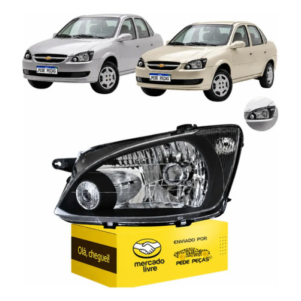 Farol Chevrolet Classic Máscara Negra 2011 12 13 A 2016 Le Esquerdo/motorista