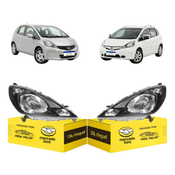 Farol Honda Fit Cx 2013 2014 Elétrico Mascara Negra Par Ambos Lados