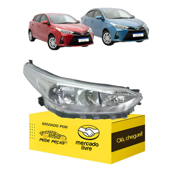 Farol Direito Yaris 2018 2019 20 21 22 23 24 2025 S/led Direito/passageiro