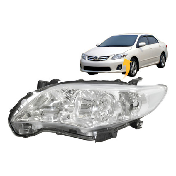 Farol Toyota Corolla 2012 2013 2014 Lado Esquerdo Cromado Esquerdo