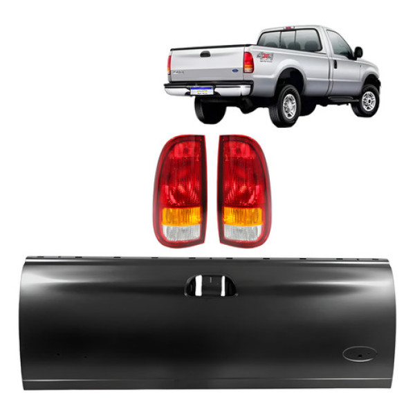 Kit Tampa E Lanternas F-250 F-350 F-4000 Ford 1999 A 2011  Preto