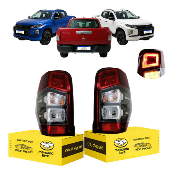 Par Lanterna L200 Triton Sport 2021 2022 2023 A 2025 Sem Led Ambos Lados Vermelho