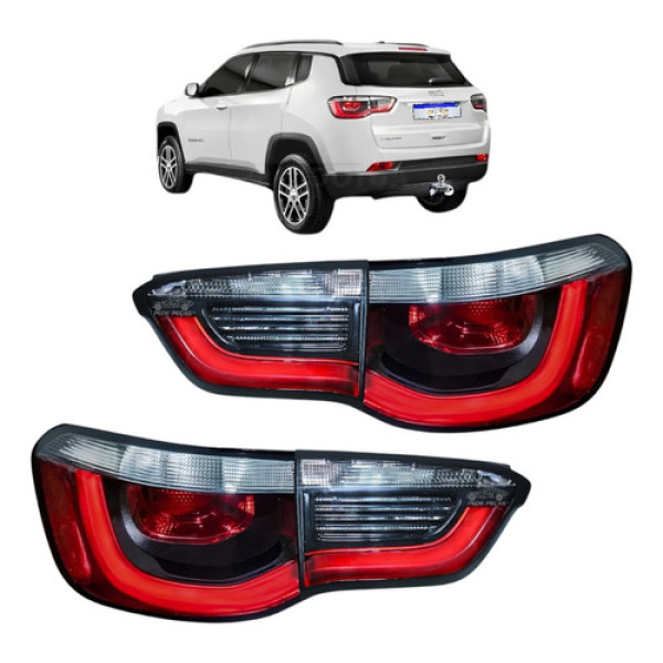 Jogo De Lanterna Jeep Compass 2017 2018 19 A 2021 Novo C/led Ambos Lados Vermelho