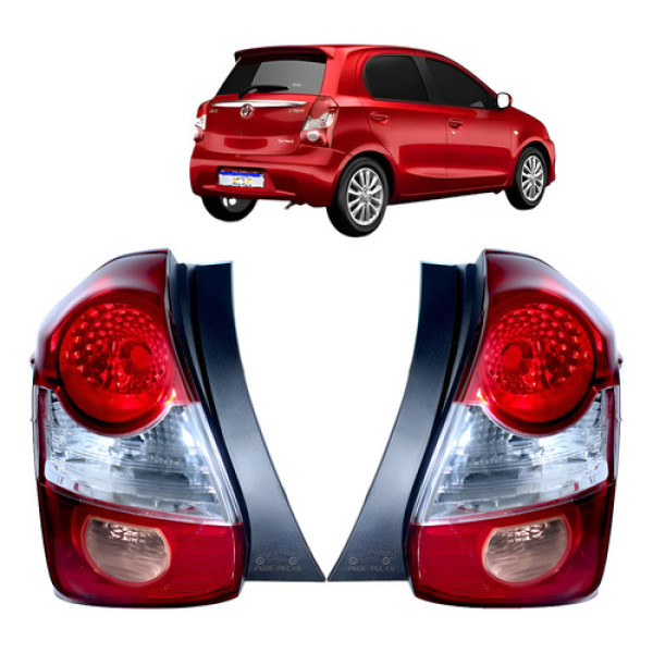 Par Lanterna Toyota Etios X Xs Xls 2013 2014 A 2021 Ré Rosa Ambos Lados Vermelho