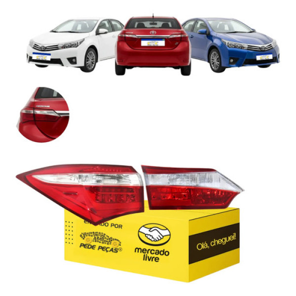 Kit Lanternas Canto Tampa Corolla Xei 2015 16 2017 C/led L.e Esquerdo/motorista Cristal