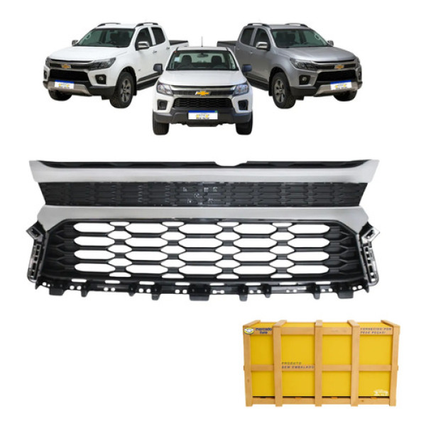 Grade Central Cromada Gm S10 2021 2022 2023 2024 Nova Preto/cromado Fosco/brilhante