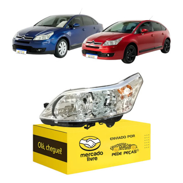 Farol Citroen C4 Pallas Hatch 2007 2008 2009 10 A 2013 Duplo