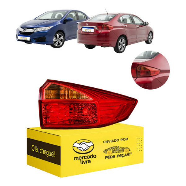 Lanterna Canto Direito Honda City 2015 2016 2017 Direito/passageiro Vermelho Âmbar