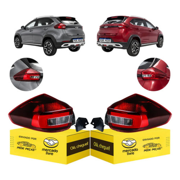 Par Lanterna Sinaleira Caoa Chery Tiggo 3x 2021 2022 2023 Direito/passageiro Vermelho/fumê