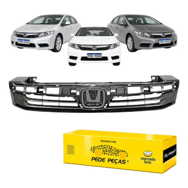 Grade Parachoque Honda Civic 2012 A 2016 Lxs, Lxr, Lxl Novo Preto Pronto Para Pintura