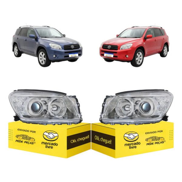 Par Farol Toyota Rav4 2006 07 2008 Cromado Novo Ambos Lados