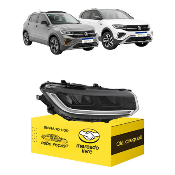 Farol Sinaleira Vw T-cross 2025 2026 Full Led Com Reator Direito/passageiro