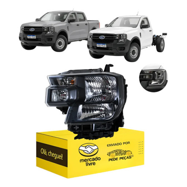 Farol Ford Ranger 2024 2025 2026 C/lampadas S/led Xl Novo Le Esquerdo/motorista