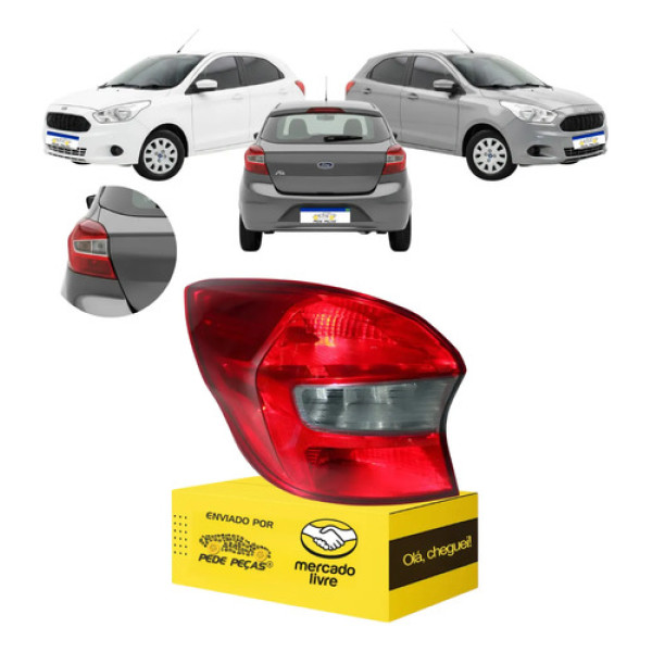 Lanterna Traseira Ford Ka Hatch 2015 16 17 18 A 2021 Fumê Le Esquerdo/motorista Bicolor Fumê