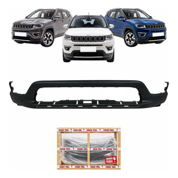 Spoiler Dianteiro Jeep Compass 2017 A 2021 C/furo Friso Preto Texturizado