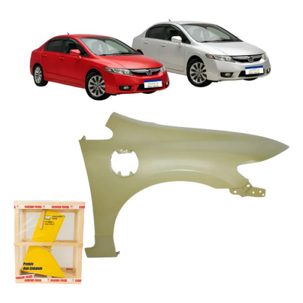 Paralama Direito Honda Civic 2007 2008 2009 2010 2011 C/furo