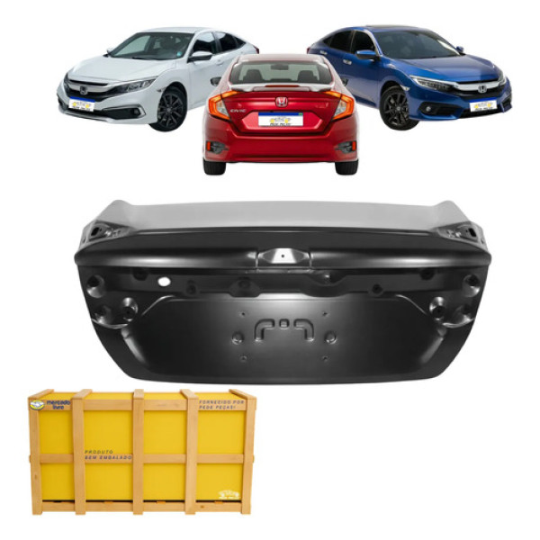 Tampa Traseira Honda Civic 2017 2018 2019 2020 2021 Preto Liso Para Pintura