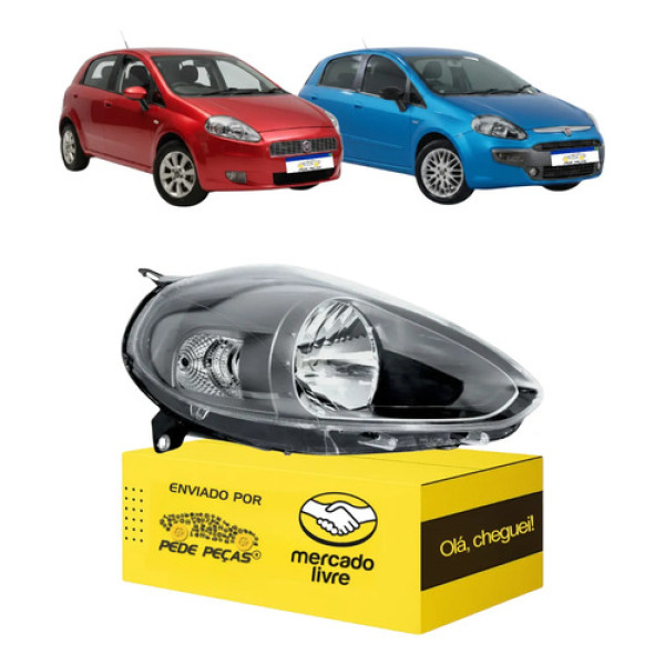Farol Fiat Punto 2013 A 2017 Mascara Cinza Sporting Novo Ld Direito/passageiro