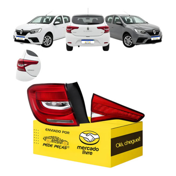 Kit Lanternas Tampa Canto Sandero 2020 2021 2022 C/led Le Esquerdo/motorista Cristal