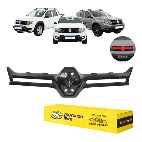 Friso Grade Central Renault Duster Oroch 2016 17 18 19 2020 Preto Brilhante