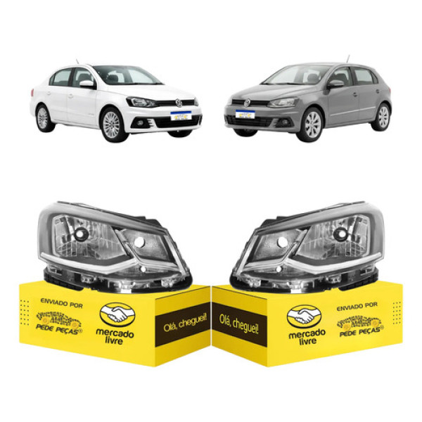 Par Sinaleira Farol Vw Gol Voyage G7 2017 2018 Friso Cromado Ambos Lados