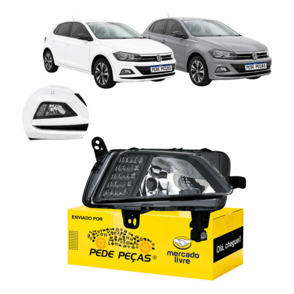 Farol Milha Auxiliar Vw Polo 2018 19 20 21 2022 C/led Ld Cristal