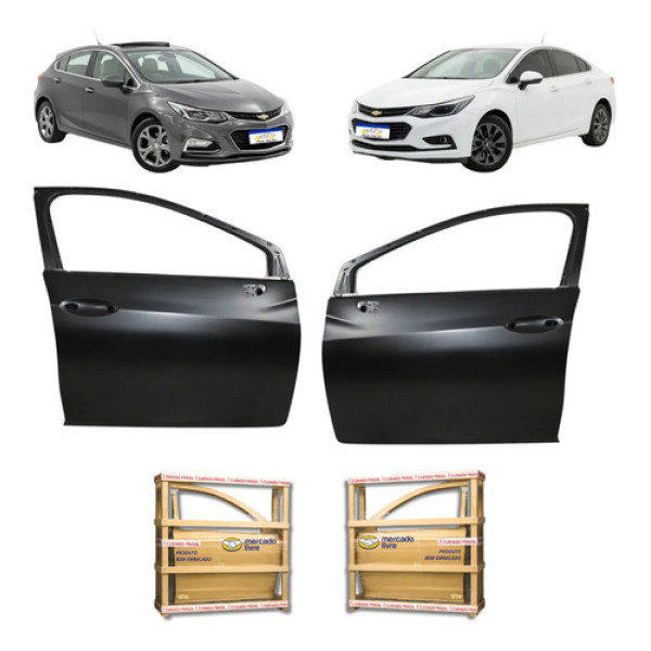 Par Porta Dianteira Cruze Sedan 2017 18 19 20 A 2023 Nova Dianteira Ambos Preto