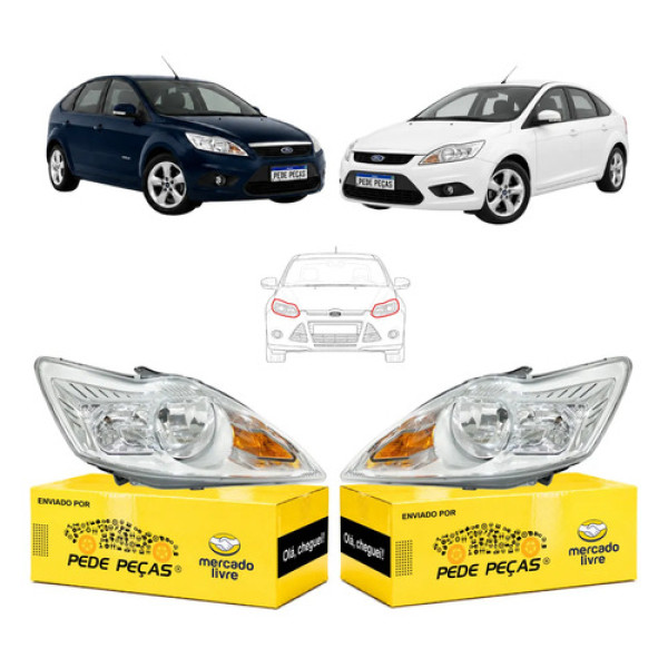 Par Sinaleira Farol Ford Focus Glx Titanium 2009 A 2013 Novo Ambos Lados