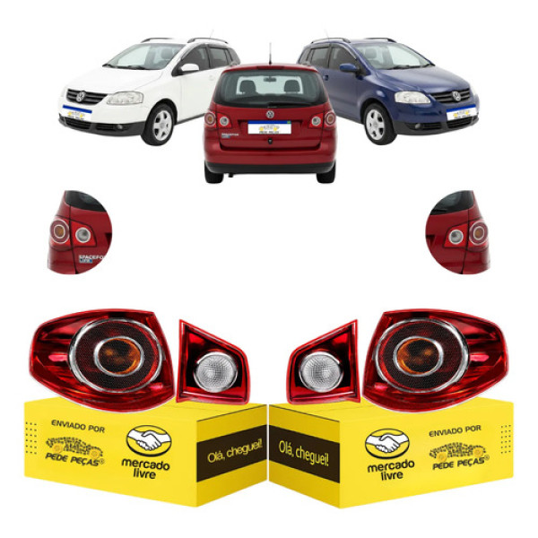 Jogo Lanterna Canto Tampa Vw Spacefox 2006 A 2010 Ré Cristal Ambos Lados