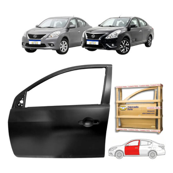 Porta Dianteira Nissan Versa 2011 A 2020 Novo Le Dianteira Esquerdo Preto