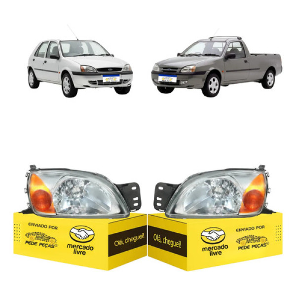 Par Farol Ford Fiesta Courier 2000 01 02 03 A 10 11 12 2013 Ambos Lados