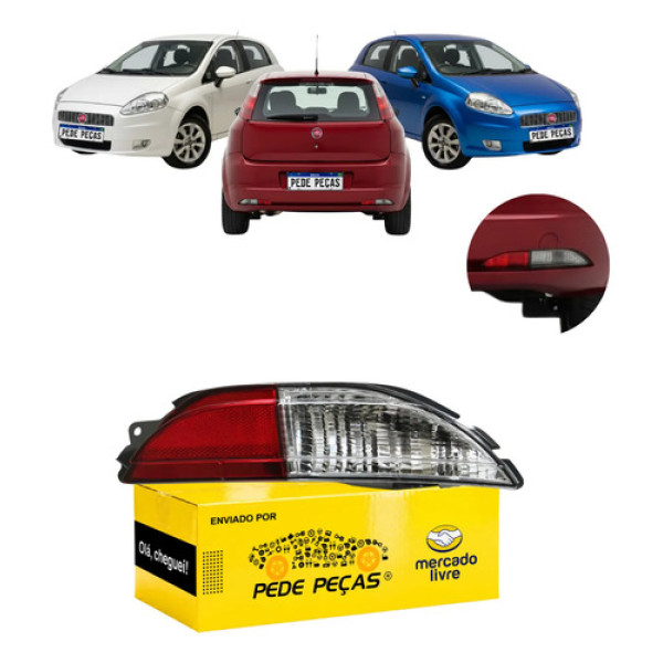 Refletor Lanterna Fiat Punto 2008 2009 2010 2011 2012 Ld Vermelho Cristal