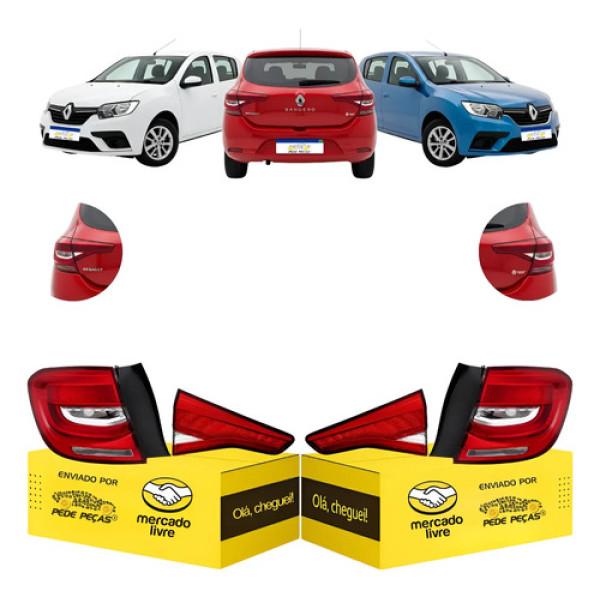 Jogo Lanternas Canto Tampa Sandero 2020 A 2022 C/led Novas Ambos Lados Cristal