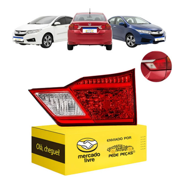 Lanterna Sinaleira Tampa Direita Honda City 2015 2016 2017 Direito/passageiro Vermelho Cristal