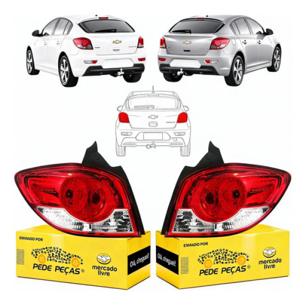 Par Sinaleira Traseira Gm Cruze Hatch Sport6 2012 A 2016 Ambos Lados Vermelho