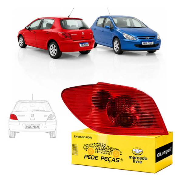 Lanterna Sinaleira Peugeot 307 2003 2004 2005 2006 Le Novo Esquerdo/motorista Vermelho