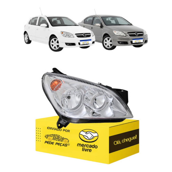 Farol Chevrolet Vectra 2006 2007 2008 Cromado Novo Ld Direito/passageiro