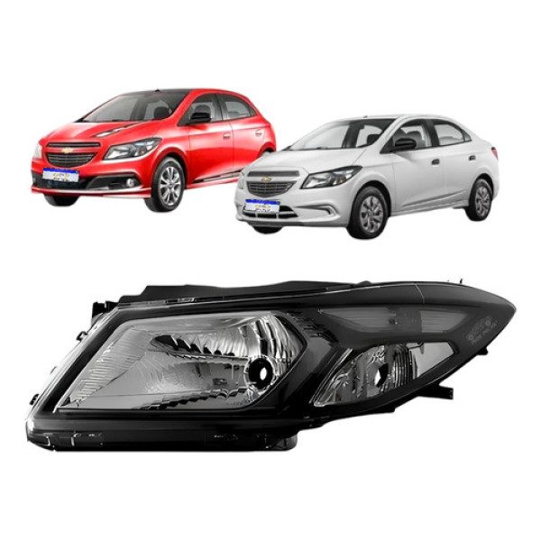 Farol Onix Prisma Lt Ltz Joy Mascara Negra 2013 A 2019 Le Esquerdo/motorista