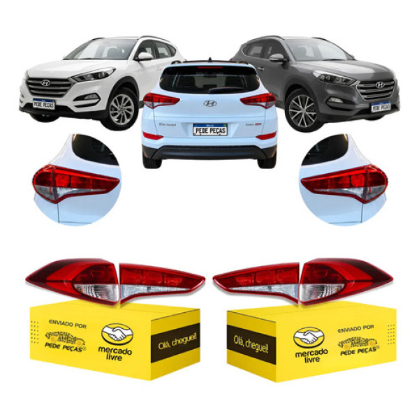 Kit Lanterna Tucson 2017 18 19 20 21 2022 S/led Ambos Lados Vermelho/cristal