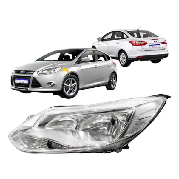 Farol Ford Focus 2014 2015 Dianteiro L.e Novo Cromado Esquerdo