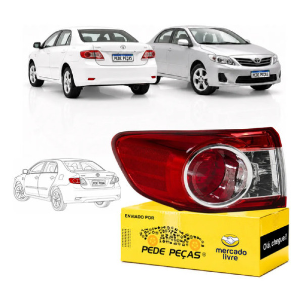 Lanterna Traseira Canto Toyota Corolla 2012 13 2014 S/led Le Esquerdo/motorista Vermelho Cristal
