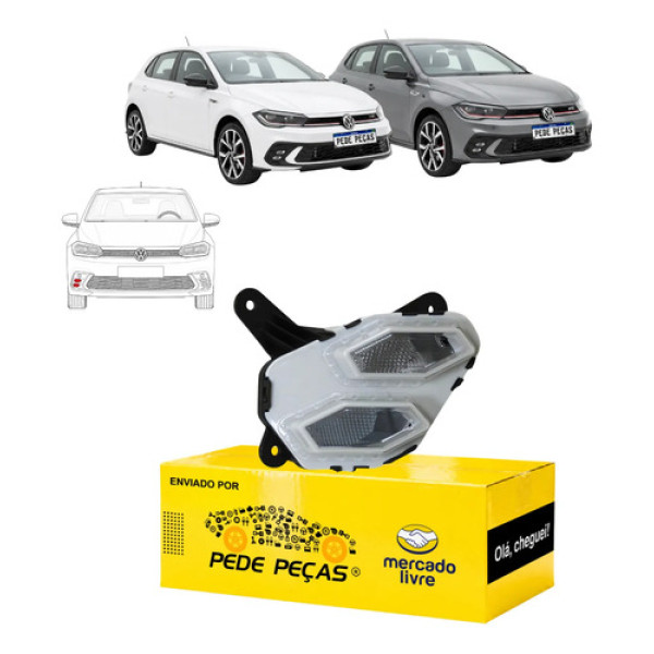 Farol Milha Auxiliar Vw Polo Gts 2023 2024 2025 Full Led Ld Cristal