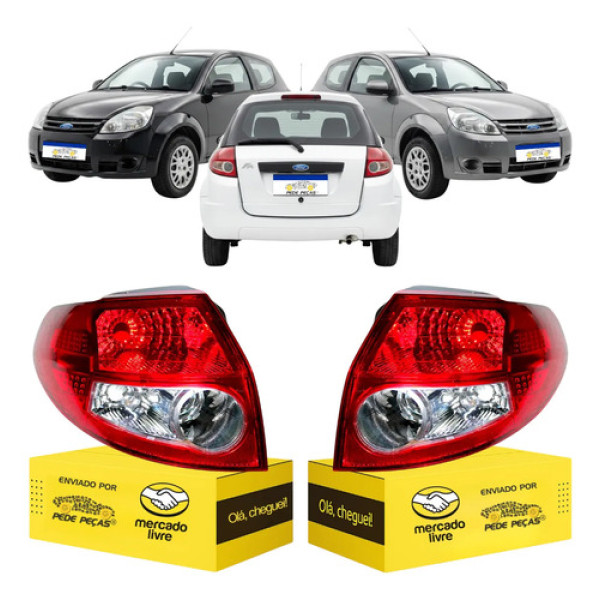 Par Sinaleira Traseira Ford Ka 2008 2009 2010 A 2013 Ambos Lados Vermelho